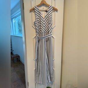 Banana Republic Black and White Striped Jumpsuit